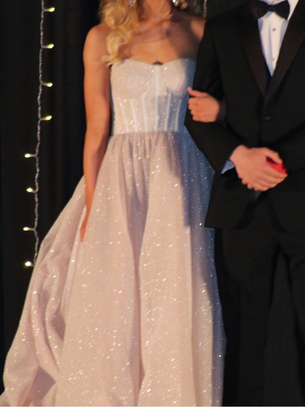 Strapless Glitter Tulle Ball Gown in Blush - Picture 4 of 7